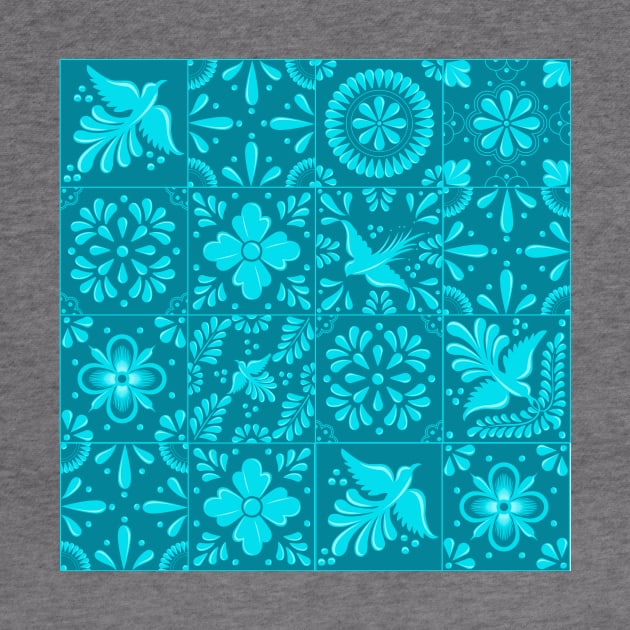 Mexican Light Blue Talavera Tile Pattern by Akbaly by Akbaly